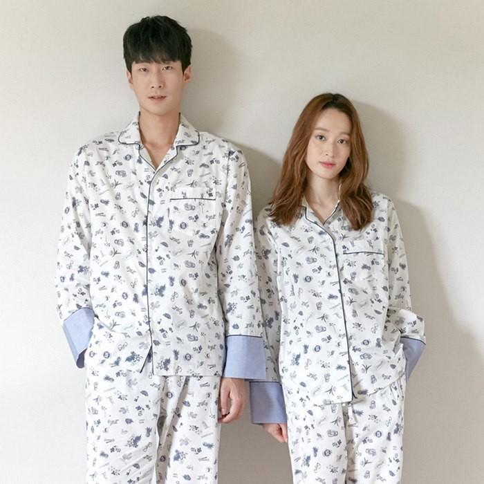 ペアパジャマ レディース ルームウェア パジャマ メンズ 上下セット ペアルック シャツ カップル 長袖 部屋着 セットアップ 花柄 トップス 寝巻き お揃い 寝間着 Wqlsy Blossomyogurt 通販 Yahoo ショッピング