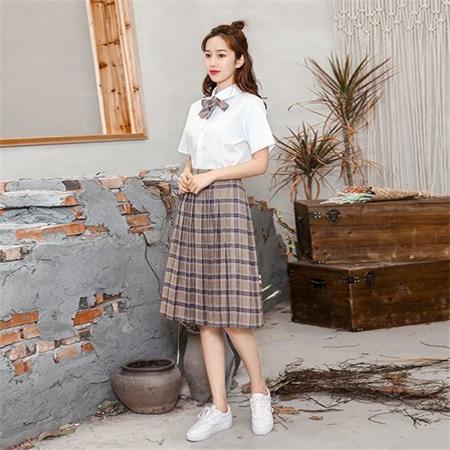 プリーツスカート3点セット 超特価sale開催 Jk制服 チェック柄 ミモレ丈 フレア 入学式 スーツ 女子高生 卒業式 学生服 コスチューム スカート 制服スカート ひざ丈スカート