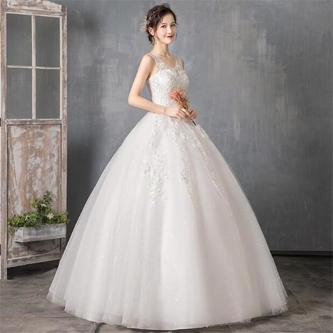 ウエディングドレス 白 二次会 花嫁 Vネック ロングドレス 結婚式 パーティードレス 演奏会 格安 フォーマルドレス 袖なし ワンピース ミモレ丈 編み上げタイプ Yohslf1924 Blossomyogurt 通販 Yahoo ショッピング