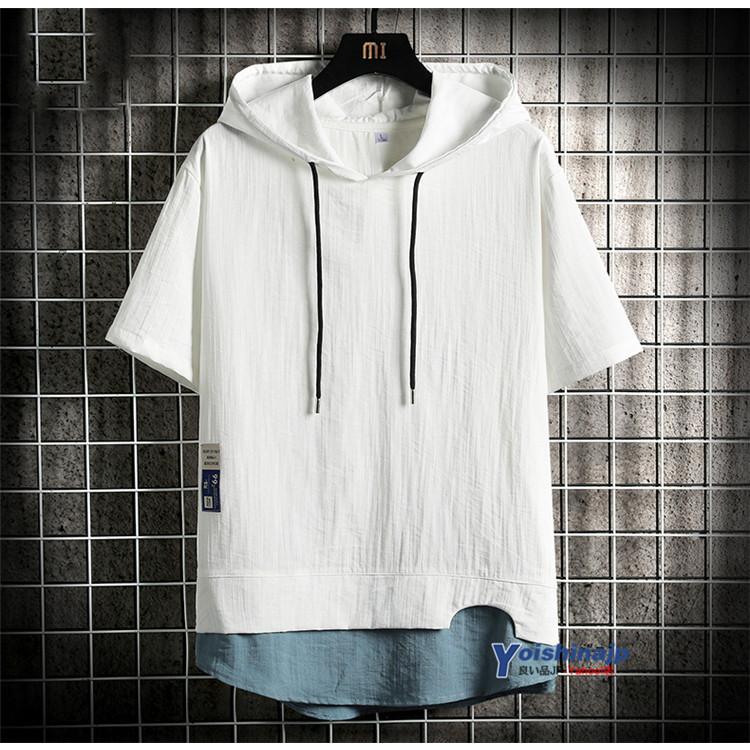 半袖パーカー メンズ 薄手 夏用パーカー レイヤード風 パーカー 無地 トップス カジュアル 夏服 Yo 良い品jp Yahoo 店 通販 Yahoo ショッピング