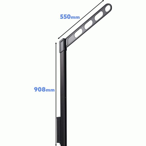洗濯物干し ベランダ 屋外 竿受け 物干し金物 腰壁付け 2本1組×1セット EPL-55 アーム550mm ポール908mm 上下式