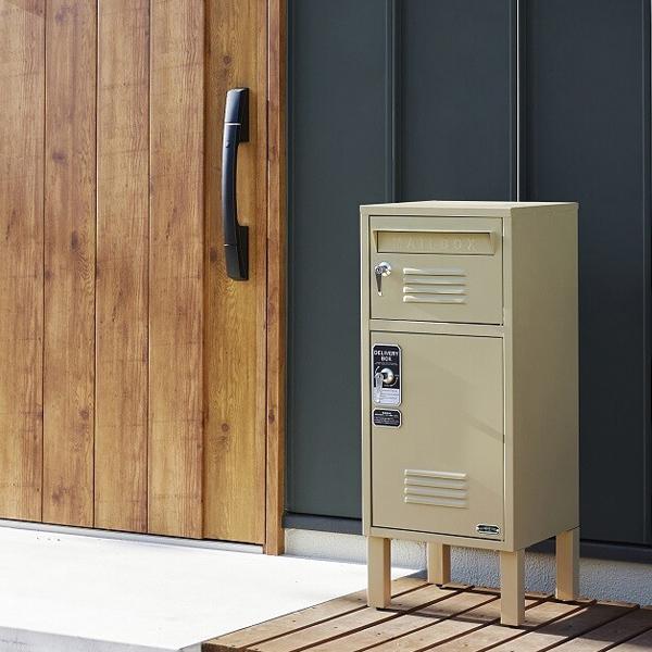 W36×D39×H90cm 宅配BOX付ポスト ロッカー風ポスト ロッカー 宅配