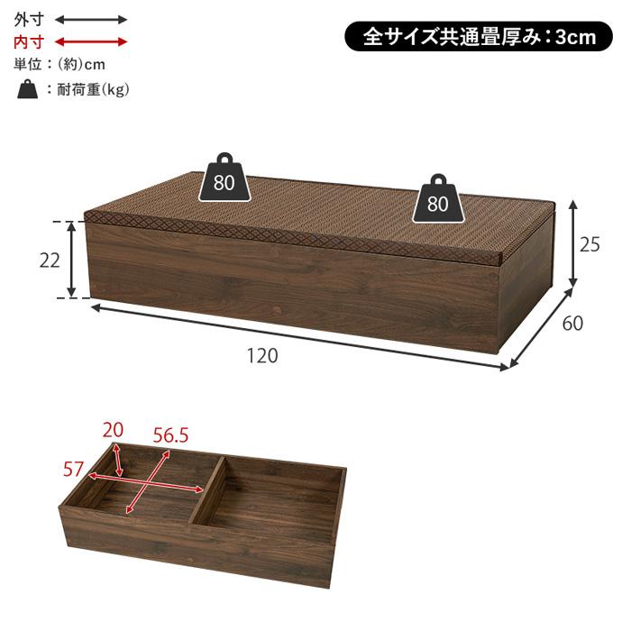 置き和室　置くだけ和室　畳ベンチ　茶室　ジャパン　自社製造　国内製造 小上がり 畳 収納 diy ユニット ロータイプ 和室 ベッド 120×60cm 高さ