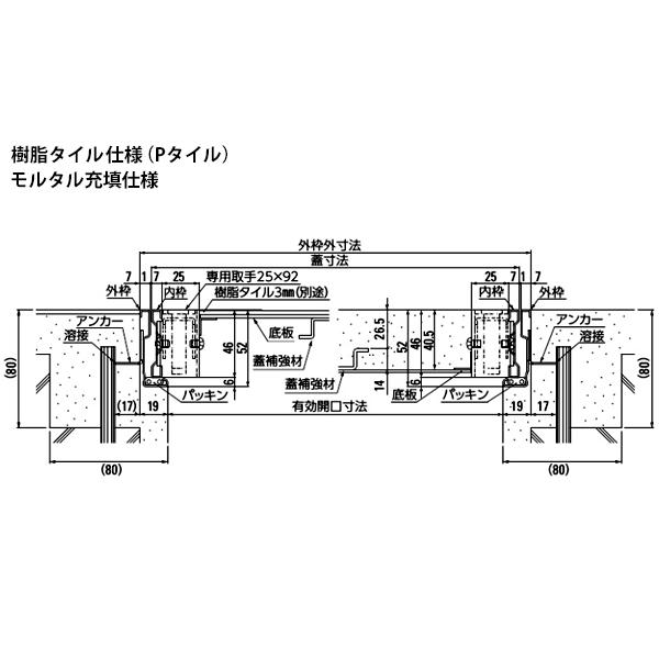 DAIKEN 床点検口 FSR45K 450×450mm ステンレス製 モルタル用 樹脂タイル用 兼用タイプ 【ボックス】 カギ付き