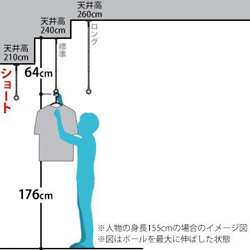川口技研 ホスクリーン SPE型 室内用 SPES-W ホワイト ショート サイズ：310・400mm 2本  スポット型 半埋込フラットタイプ 物干し 部屋干し | 川口技研 | 04