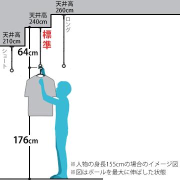 川口技研 ホスクリーン SPE型 室内用 SPE-W ホワイト 標準 サイズ：450・540・630mm 2本  スポット型 半埋込フラットタイプ 物干し 部屋干し | 川口技研 | 04