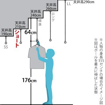 川口技研 ホスクリーン SPC型 室内用 ショート SPCS-W ホワイト/SPCS-M 木調 サイズ：320・410mm 2本  物干し 部屋干し | 川口技研 | 04