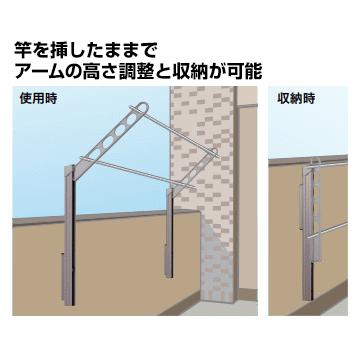 川口技研 ホスクリーン GP型 GP-55 腰壁用 アーム550mm ポール725mm STステンカラー/DBダークブロンズ/Wホワイト 2本1組  集合住宅のベランダに |  | 04