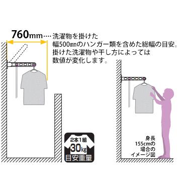 川口技研 ホスクリーン EK型 EK-55 窓壁用 DBダークブロンズ/Wホワイト/BLブラック/LBライトブロンズ 2本  アームに角度調整なし 水平アーム |  | 03