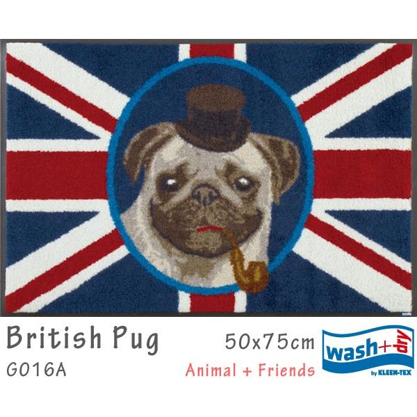 玄関マット 洗える ラグ すべらない British Pug G016A 50×75cm クリーンテックス wash＋dry｜yojo