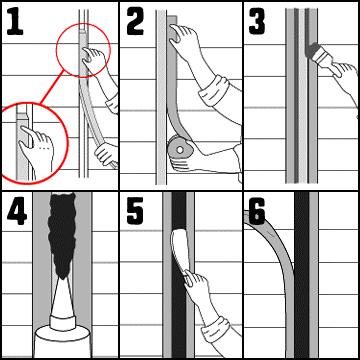 角バッカー 3mm厚×6mm巾×1000mm テープ付き：6mm側 100本 目地材 Pフォーム コーキング シーリング バックアップ材 |  | 02
