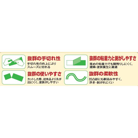 光洋化学　エースクロスα　100mm×25m　18巻　グリーンYGR　クリアYCL　建築・塗装養生テープ　業務用　まとめ買い｜yojo｜04