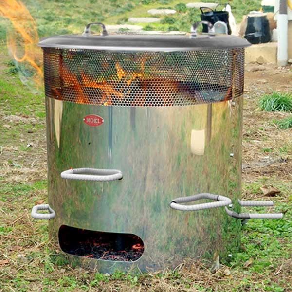 モキ制作所 ダイオキシンクリア ドラム缶サイズ焼却炉 焚き火どんどん MP350(350L) 屋外ストーブ ドラム缶 高温燃焼 白い灰 枯木 枯枝 紙くず | モキ製作所 | 01
