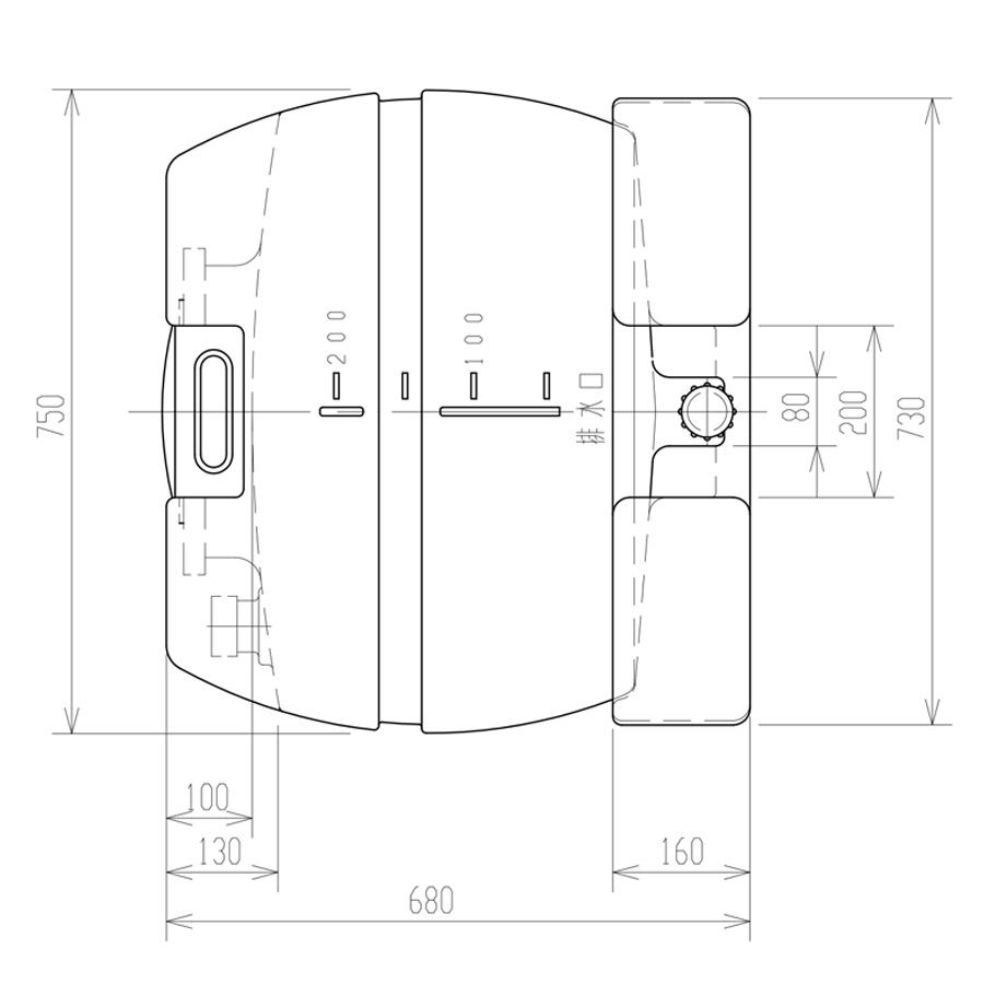 スイコー ローリータンク スカット200 受台付 200L 完全液出し型 業務用 貯水タンク 貯水槽 雨水 農業 園芸 防災_4