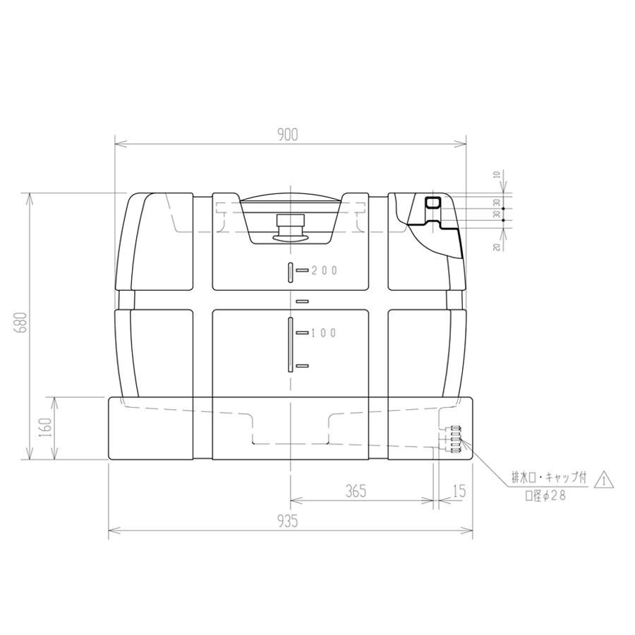 スイコー ローリータンク スカット200 受台付 200L 完全液出し型 業務用 貯水タンク 貯水槽 雨水 農業 園芸 防災_5