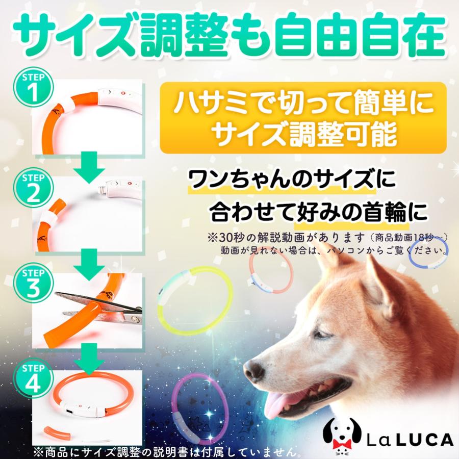 首輪 犬 おしゃれ 光る首輪 LED ライト USB充電式 小型犬 中型犬 大型犬 夜 散歩 安全 サイズ調整 LaLUCA | LaLUCA | 12