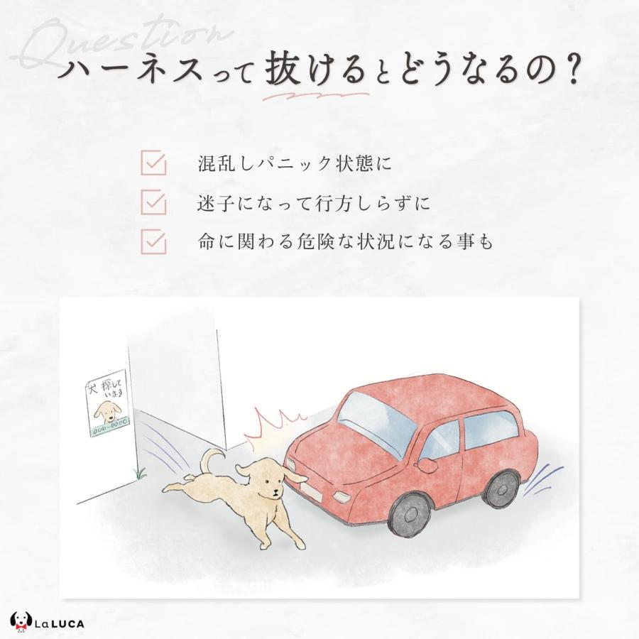 犬 ハーネス 小型犬 中型犬 大型犬 抜けにくい 抜けない 柴犬 おしゃれ かわいい 脱げない 脱げにくい 迷子防止 アウトドア 簡単 ロック 胴輪 介護 散歩 LaLUCA｜yokadoh-shop｜12
