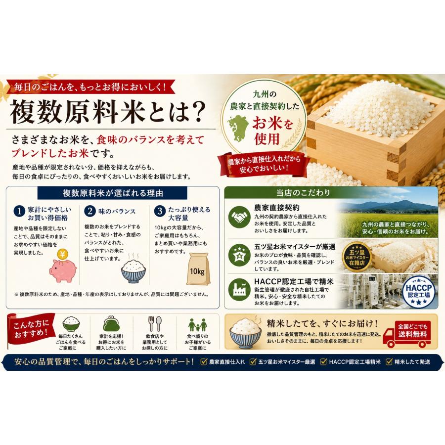 送料無料】お米 10kg 九州産複数原料米 5kg×2袋 家計応援米 ブレンド米