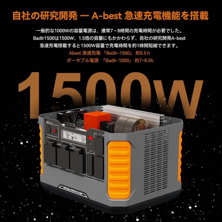 BALDR 在庫一掃 ポータブル電源 1500W 瞬間最大3000W 大容量 