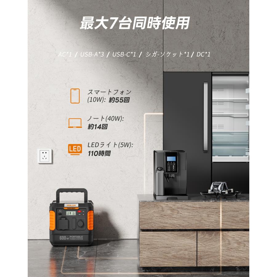 BALDR リン酸鉄 600W ポータブル電源 120W ソーラーパネル セット リン酸鉄 蓄電池 純正弦波 小型 ソーラーチャージャー 太陽光発電 災害用 防災 地震 停電 爆買_6