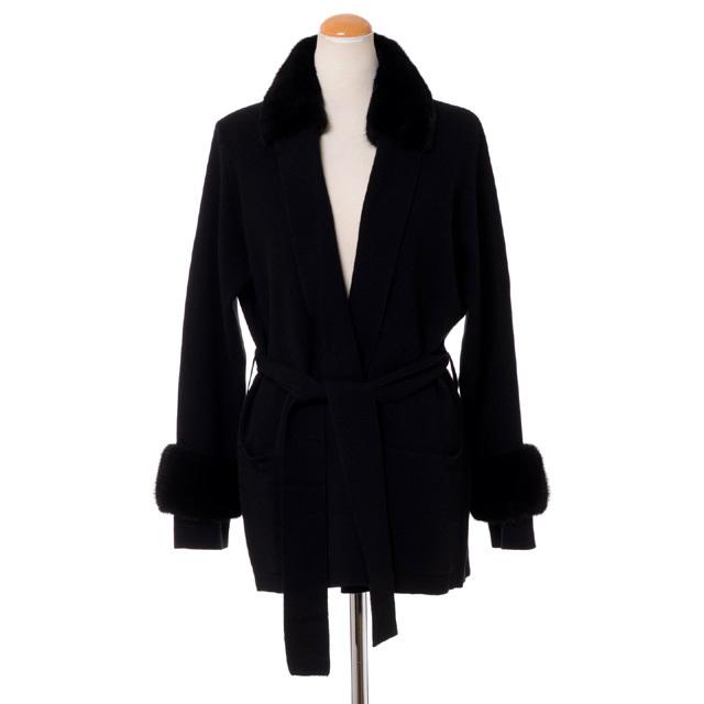 アニオナ AGNONA ミンクファー付きニットジャケット カシミア ブラック 