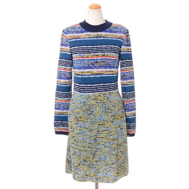 高級感 ミッソーニ Missoni 長袖ニットワンピース ウールミックス ブルーミックス 独創的 Technet 21 Org