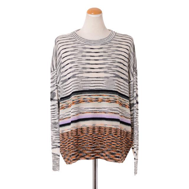 ミッソーニ Missoni ボーダーセーター 羊毛 ホワイトミックス