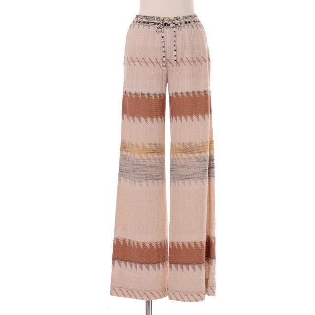 ミッソーニ Missoni 織柄ニットパンツ コットンミックス ベージュオレンジ