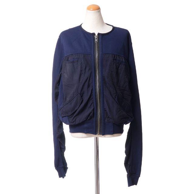 ハイダーアッカーマン(Haider Ackermann) 丸襟ジャージージャケット コットン ネイビー