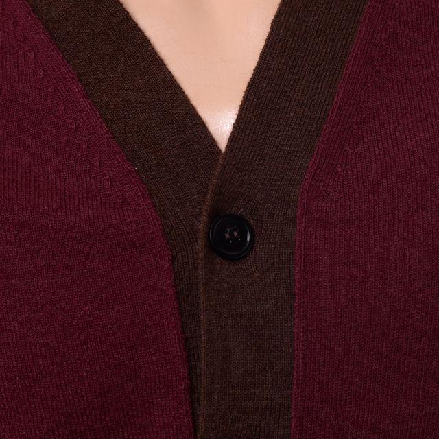 マルニ Marni バイカラーカーディガン ハイゲージウール ボルドー