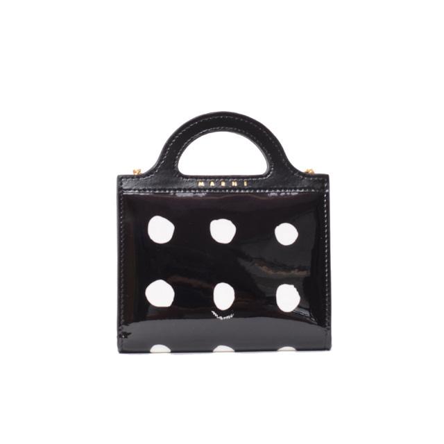 MARNI マルニ Marni チェーン付き財布 パテントレザー 水玉 : ヨコ