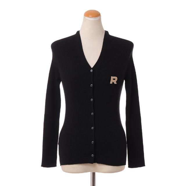 ロシャス ROCHAS ロゴVネックリブカーディガン ヴァージンウール  