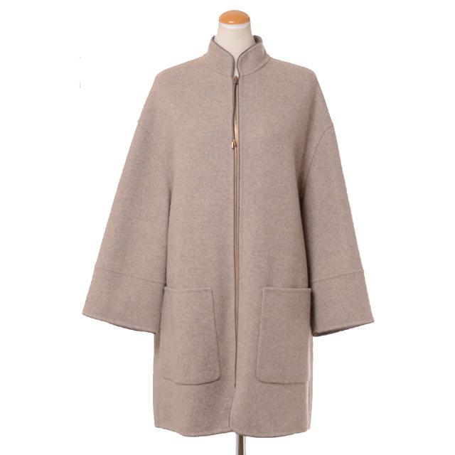 アニオナ AGNONA ダブル一枚仕立てコート カシミア ベージュ : ヨコ  