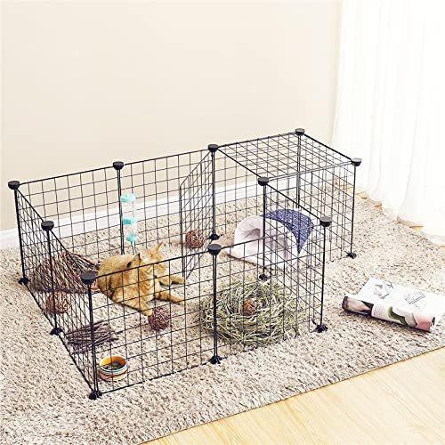 Youud ペットフェンス 小型犬猫うさぎ用 ケージ11枚 ドア1枚 ペットサークル 組立簡単 Diy可能 ペットケージ 多用