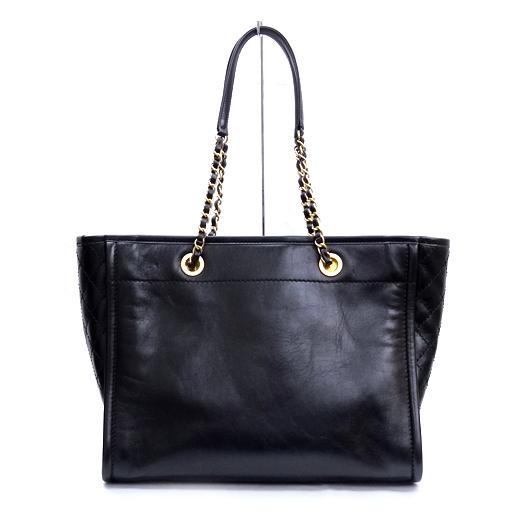 シャネル CHANEL ドーヴィルMM ロゴ トートバッグ 肩掛け カバン チェーン ショルダーバッグ レザー ネイビー CHANEL（シャネル） ドーヴィルMM チェーントートバッグ ショルダー