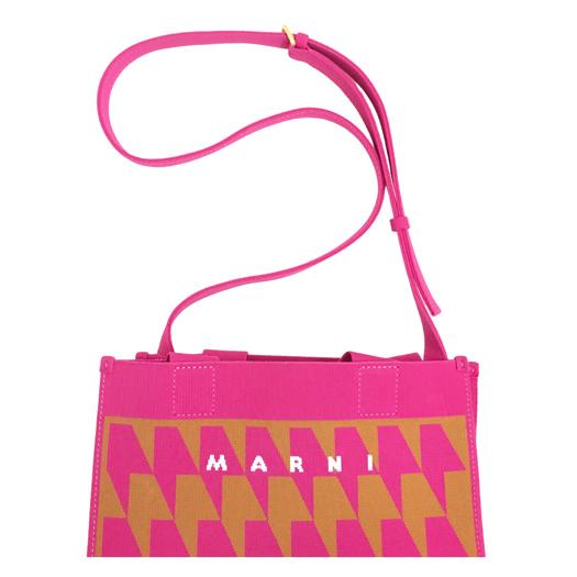 マルニ ショッピング 2WAY バッグ トート ポリエステル ピンク ブラウン 千鳥格子 SHMP0083 ショルダー 横浜BLANC MARNI（マルニ） ショッピング 2WAY バッグ トート ポリエステル