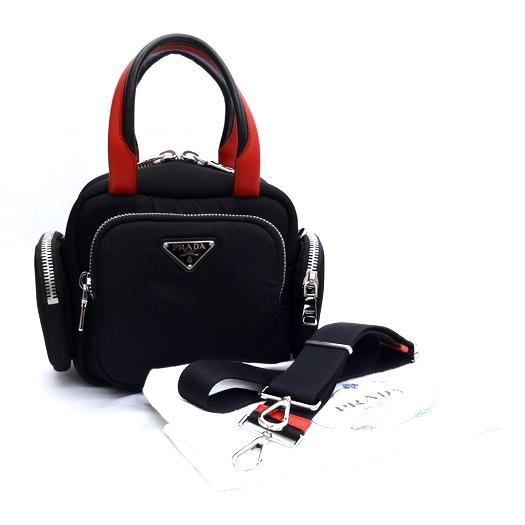 プラダスポーツ　ナイロン　トートバッグ　ハンドバッグ　ブラック　レッド　0240 プラダ PRADA 2WAYバッグ 1BG273 ブラック×レッド ナイロン/レザー