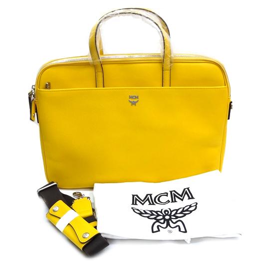MCM ビジネスバッグ ブリーフケース 2way レザー イエロー 黄色  MMF3SLS23YW001 エムシーエム 横浜BLANC MCM（エムシーエム） ビジネスバッグ ブリーフケース 2way レザー