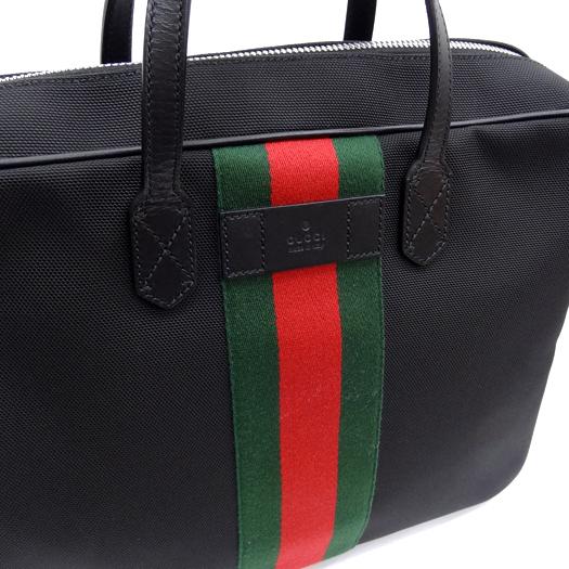美品 グッチ シェリーライン 大容量 ビジネスバッグ ブラック ナイロン グッチ(GUCCI)グッチ シェリーラインGGナイロン ハンドバッグ