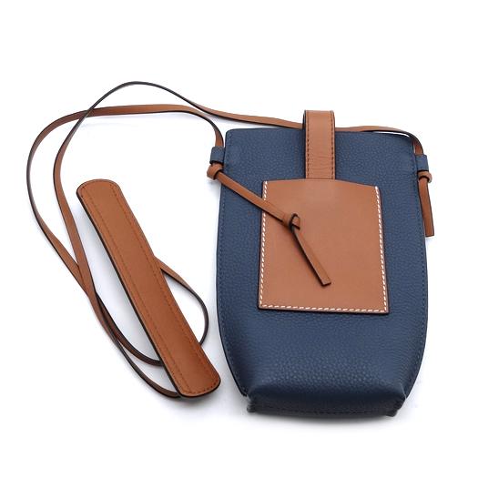 ロエベ ゲートポケット ショルダーバッグ フォンケース レザー ブルー系 タン 124.12.Z.45 LOEWE 横浜BLANC LOEWE（ロエベ） ゲートポケット ショルダーバッグ フォンケース