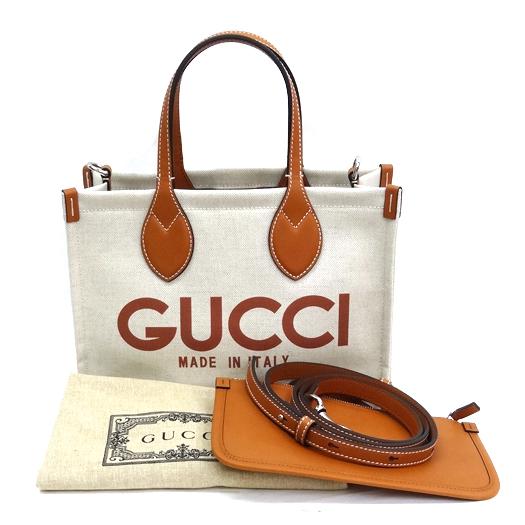 GUCCI（グッチ） GUCCIプリント スモール2wayトートバッグ レザー