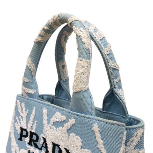 PRADA（プラダ） ドリル 2WAY ハンドバッグ 23年製 キャンバス ブルー 