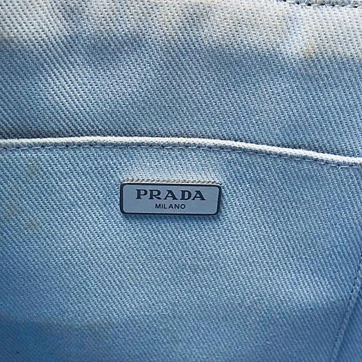 PRADA（プラダ） ドリル 2WAY ハンドバッグ 23年製 キャンバス ブルー 