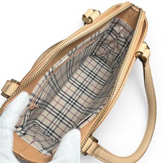 BURBERRY（バーバリー） チェック柄 ハンドバッグ レザー キャンバス