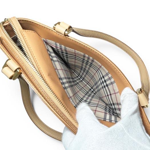 BURBERRY（バーバリー） チェック柄 ハンドバッグ レザー キャンバス