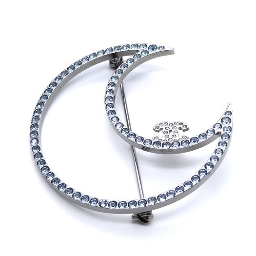CHANEL シャネル ココマーク ラインストーン ムーンブローチ