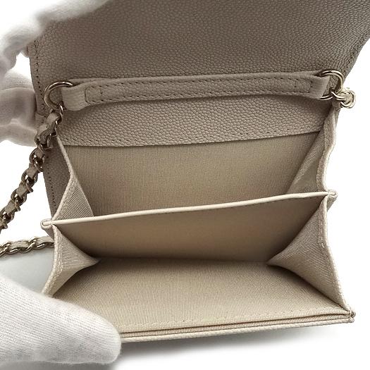 シャネル マトラッセ ミニ チェーンウォレット パース キャビアスキン オフホワイト 財布 CHANEL（シャネル） マトラッセ ミニ チェーンウォレット コインパース