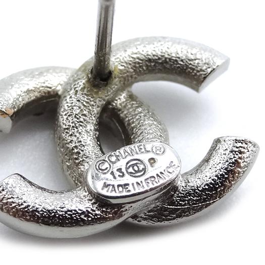 シャネル ココマーク ピアス メタル×ラインストーン シルバー CHANEL シャネル ココマーク ラインストーン ピアス メタル