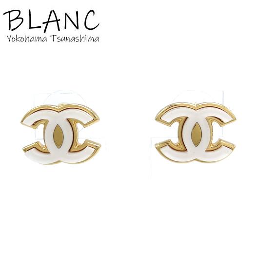 CHANEL シャネル ココマーク ピアス メタル ゴールド ホワイト CHANEL シャネル ココマーク ピアス メタル ゴールド ホワイト