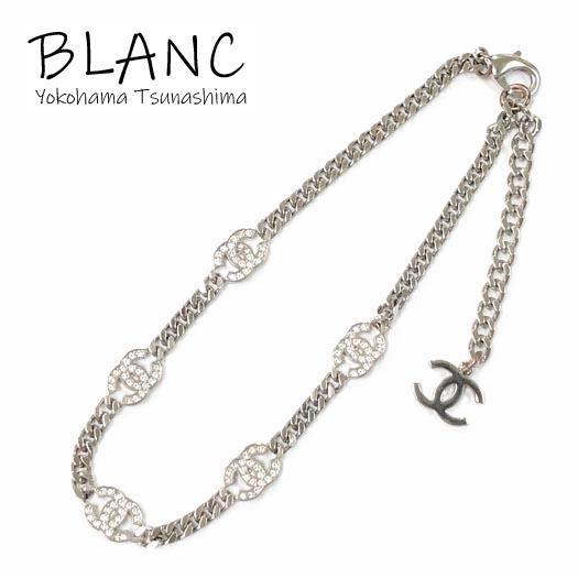 【美品】 ネックレス ココマーク ラインストーン シルバー CHANEL 未使用品 シャネル ココマーク ラインストーン
